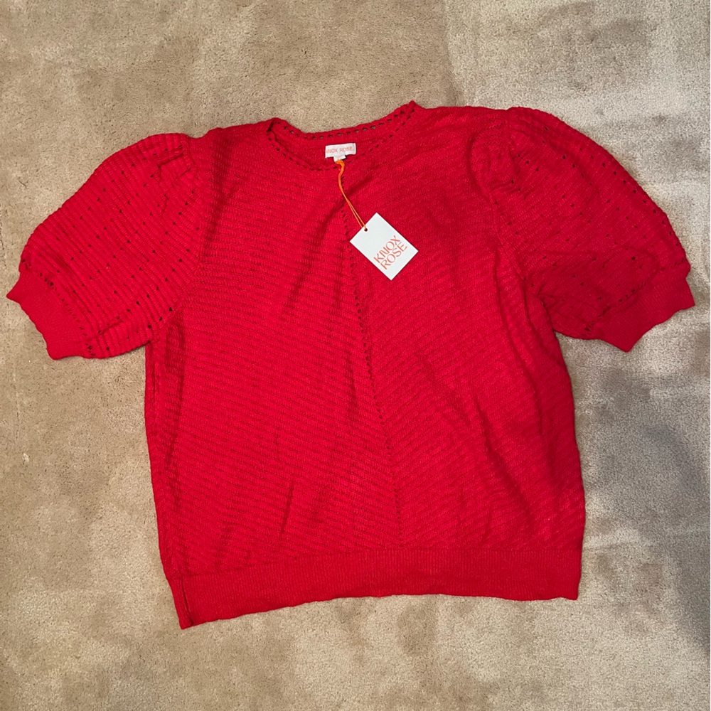 Knox Rose Red Short Sleeve Sweater